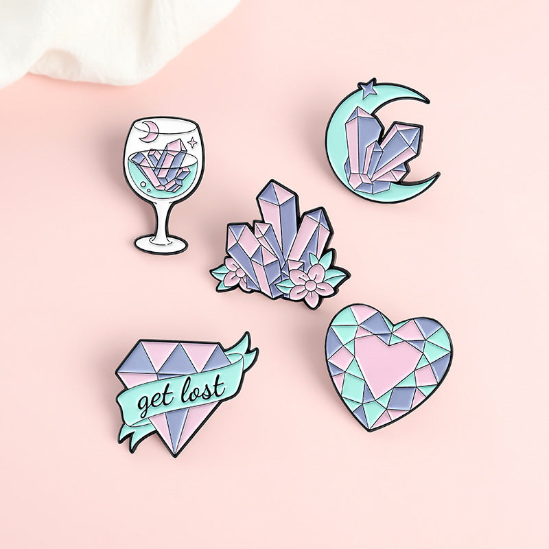 Cartoon Gem Diamond Goblet Brooch For Men