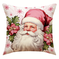 Christmas Pillowcase 18in X 18in Santa Claus Snowman Christmas Tree