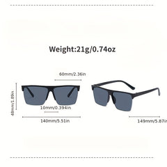 Men's Square Sunglasses Vintage Classic Metal Rim Half Frame Sunglasses