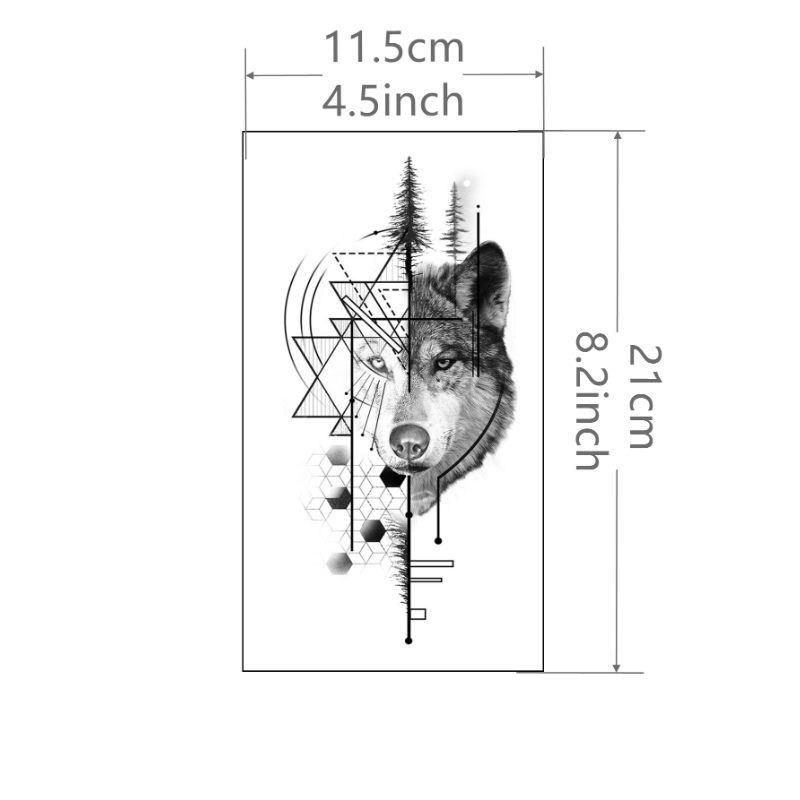 Geometric Wolf Abstract Pattern Tattoo Sticker - Waterproof