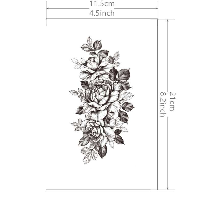 Peony Tattoo Sticker Waterproof Long Lasting Temporary Tattoo Arm Leg Body Art