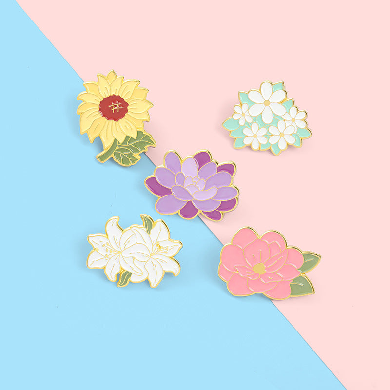 Colorful Sunflower Lily Series Brooch For Clothes And Backpack