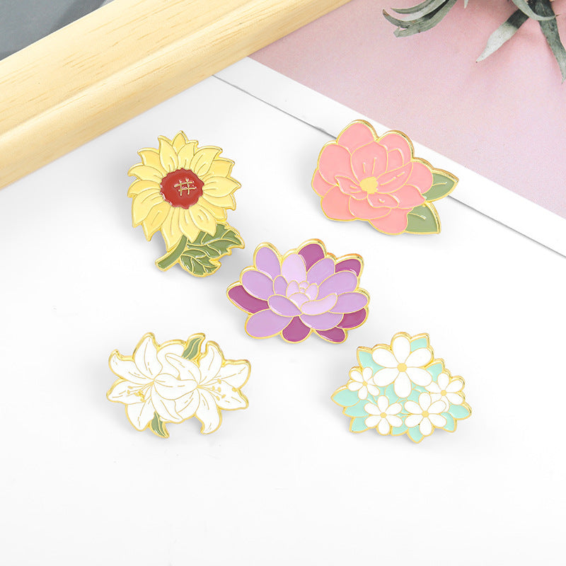 Colorful Sunflower Lily Series Brooch For Clothes And Backpack