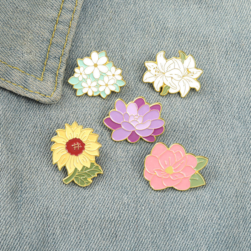 Colorful Sunflower Lily Series Brooch For Clothes And Backpack