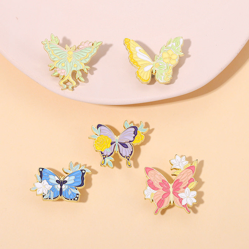 Colorful Butterfly Brooch Aluminum Alloy Pin for Men