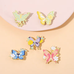 Colorful Butterfly Brooch Aluminum Alloy Pin for Men