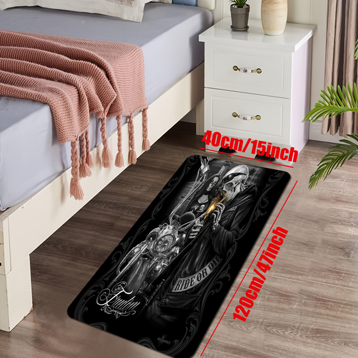 Skull Printed Plush Rug Soft Non Slip Area Rug Living Bedroom Playroom Decor