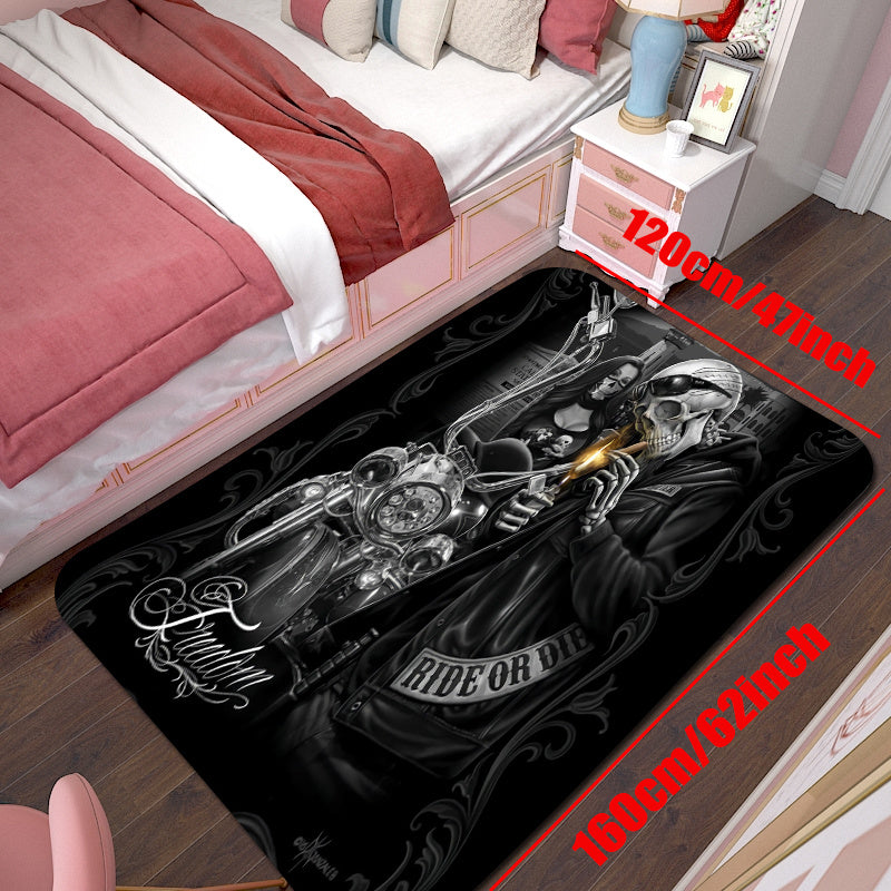 Skull Printed Plush Rug Soft Non Slip Area Rug Living Bedroom Playroom Decor