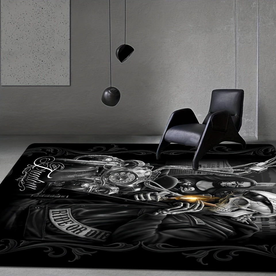 Skull Printed Plush Rug Soft Non Slip Area Rug Living Bedroom Playroom Decor