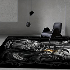 Skull Printed Plush Rug Soft Non Slip Area Rug Living Bedroom Playroom Decor