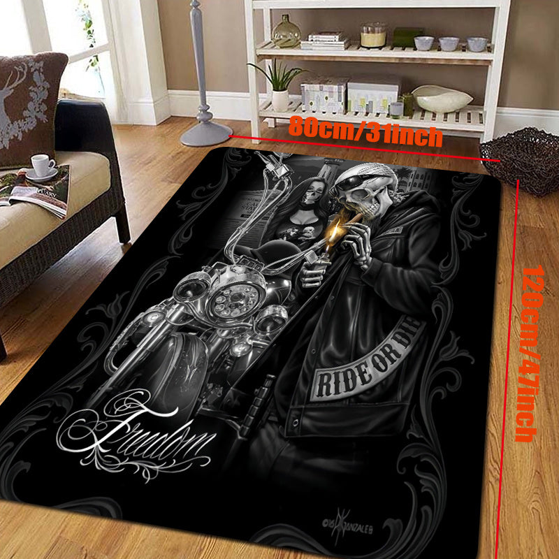 Skull Printed Plush Rug Soft Non Slip Area Rug Living Bedroom Playroom Decor