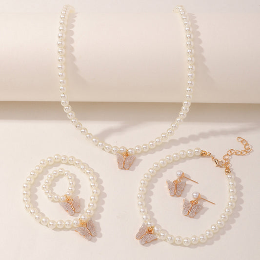 6pcs Girls Butterfly Faux Pearl Accessories Set for Kids