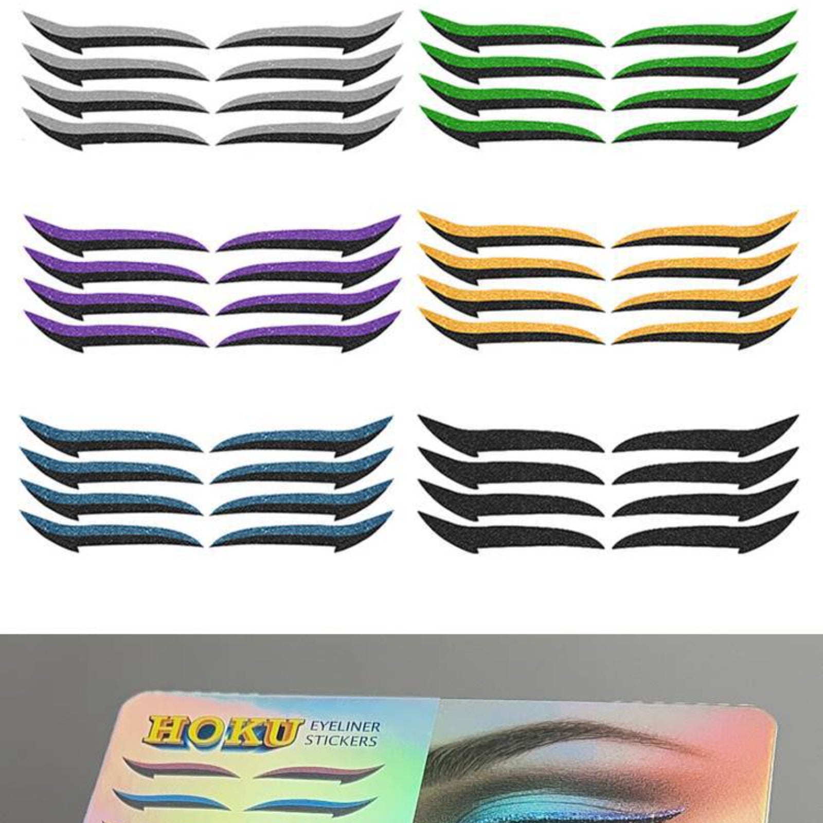 8pcs Glitter Eyeliner Stickers for Double Eyelid - Reusable and Long Lasting