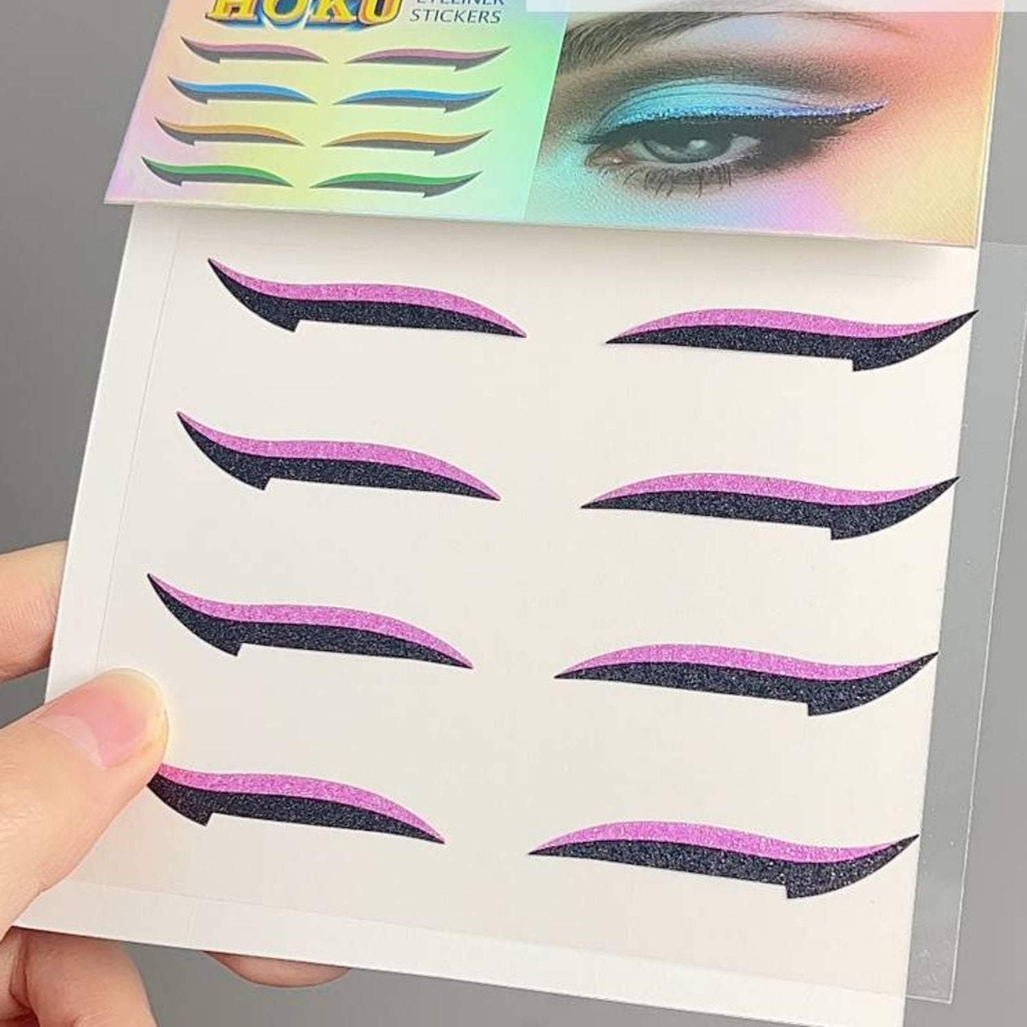 8pcs Glitter Eyeliner Stickers for Double Eyelid - Reusable and Long Lasting