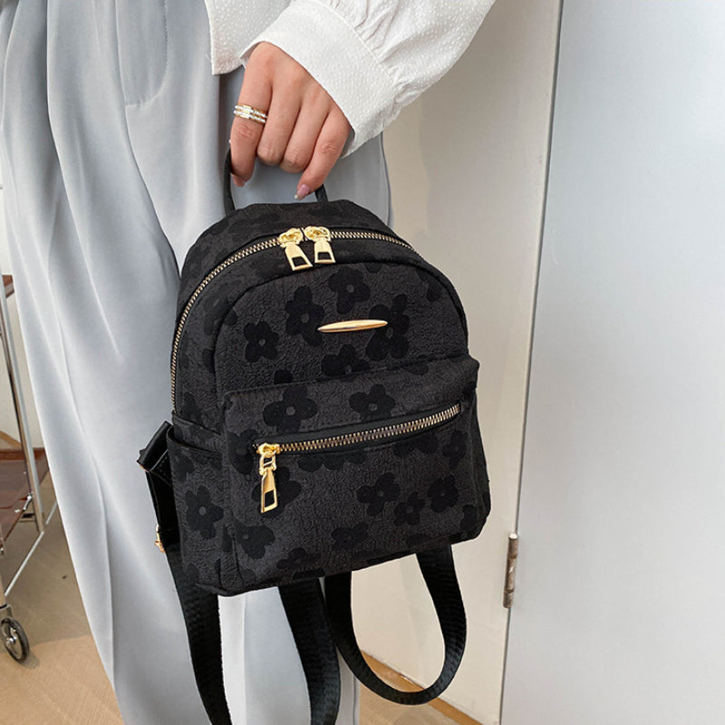 Mini Floral Jacquard Backpack for Work & Travel