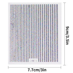 3D Lines Nail Stickers Holographic Metal Glitter Stripe Decals