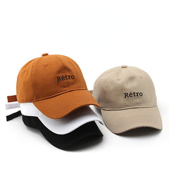 Retro Letter Embroidery Baseball Cap Cotton Sunscreen Dad Hat
