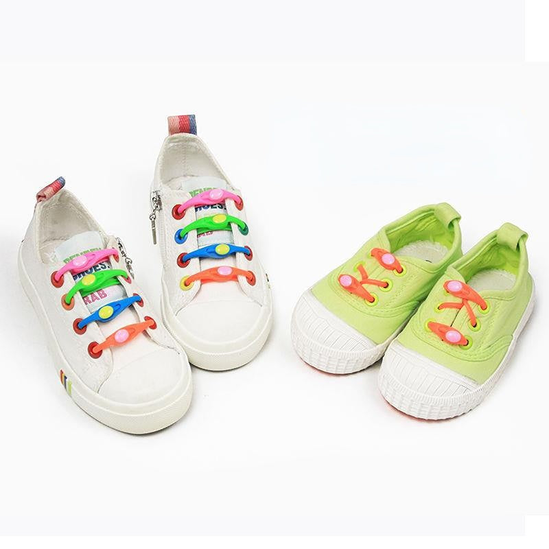 12pcs Colorful Tie Silicone Elastic Lazy Shoelaces for Adults Kids