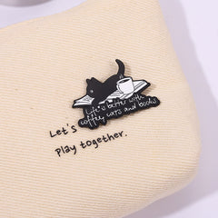 Aluminum Cat Coffee Brooch