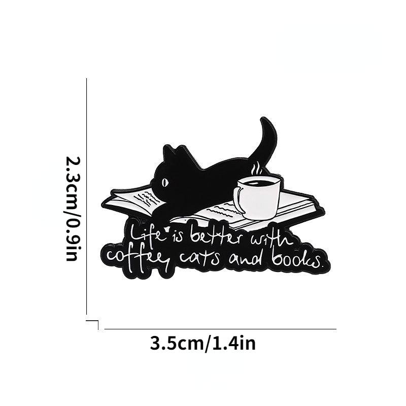 Aluminum Cat Coffee Brooch