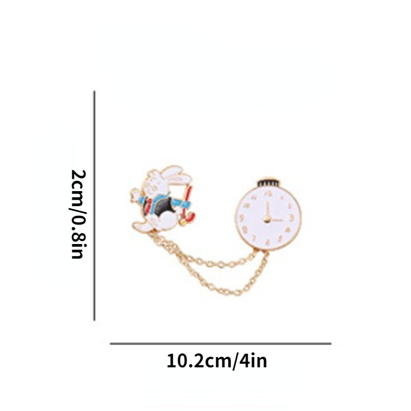 Aluminum Alloy Rabbit Pocket Watch Brooch