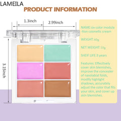 Concealer Palette Cream Contouring Kit for Dark Circles Scars Uneven Skin Tone
