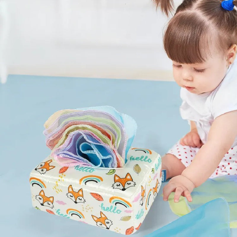 Baby Proof Tissue Box with Finger Exercising Toy