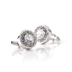 Round Rhinestone Diamond Cufflinks French Cufflinks Flash