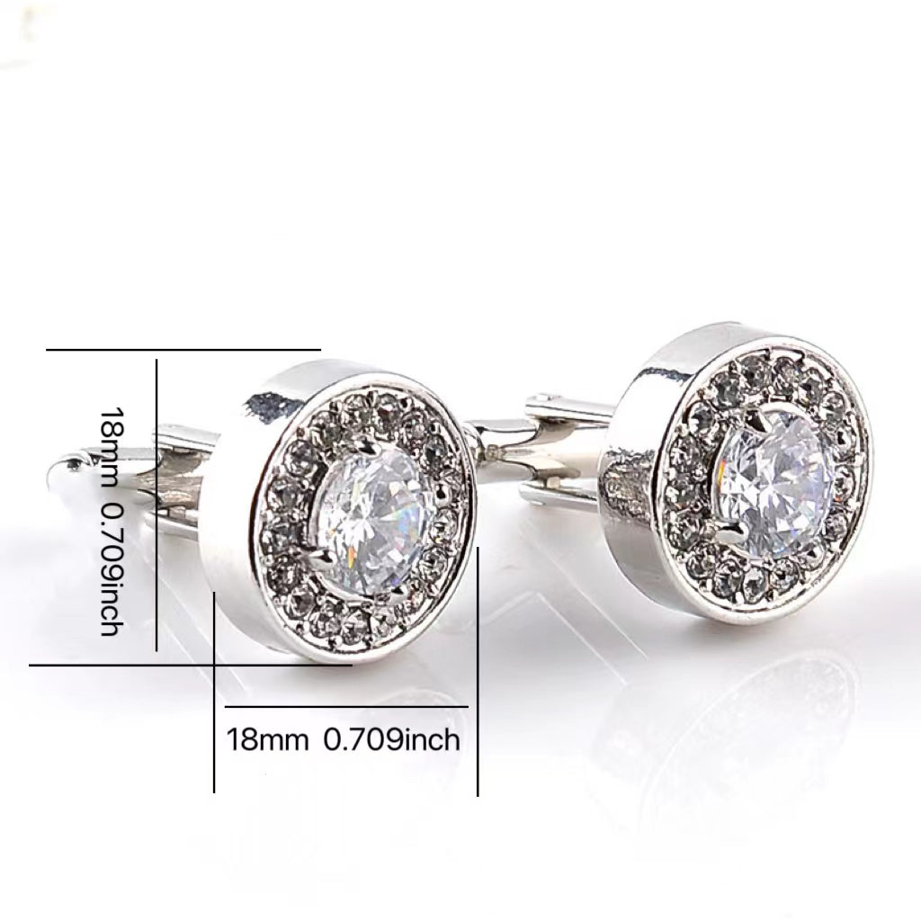 Round Rhinestone Diamond Cufflinks French Cufflinks Flash