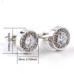 Round Rhinestone Diamond Cufflinks French Cufflinks Flash