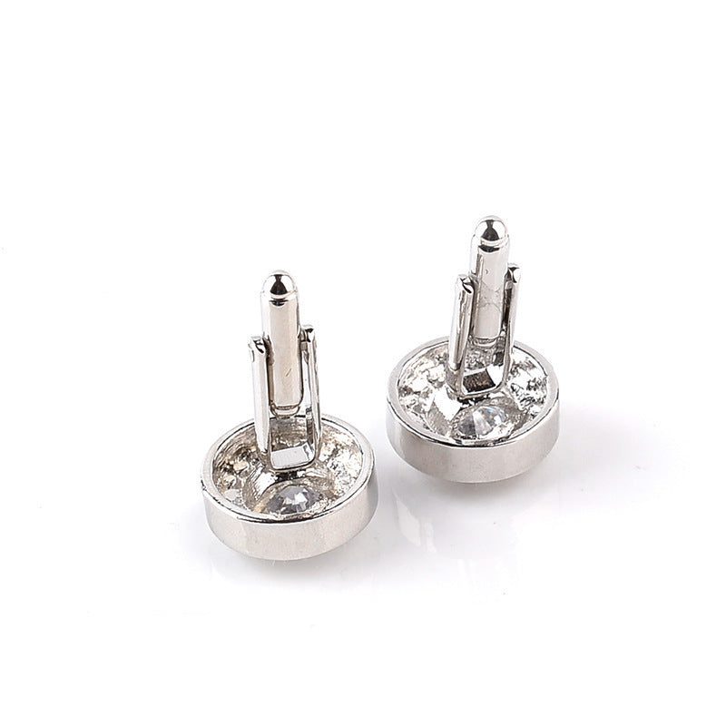 Round Rhinestone Diamond Cufflinks French Cufflinks Flash