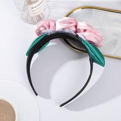 Rose Leaves Headband Wide Brimmed Satin Flower Headdress