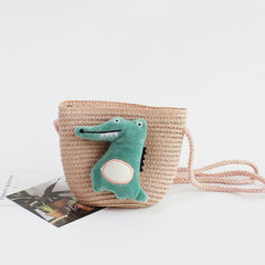 Girls Cartoon Messenger Bag Coin Purse Straw Beach Mini Cross Bag