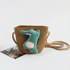 Girls Cartoon Messenger Bag Coin Purse Straw Beach Mini Cross Bag