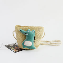 Girls Cartoon Messenger Bag Coin Purse Straw Beach Mini Cross Bag