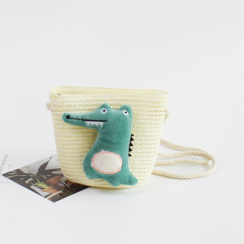 Girls Cartoon Messenger Bag Coin Purse Straw Beach Mini Cross Bag