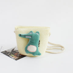 Girls Cartoon Messenger Bag Coin Purse Straw Beach Mini Cross Bag