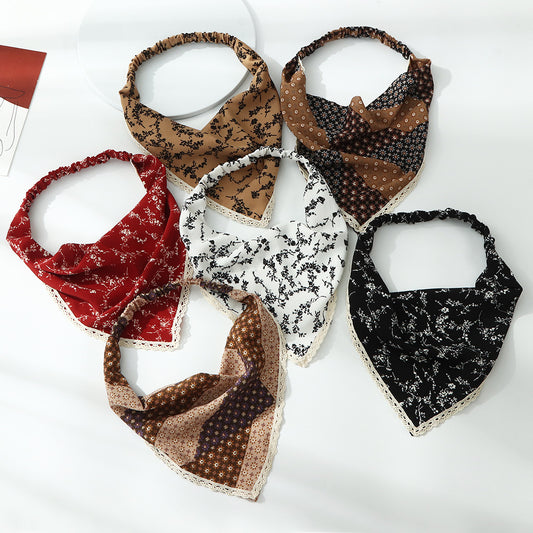 Boho Floral Hair Scarf Headband Vintage Hair Accessory for Women