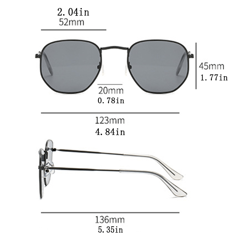 Geometric Metal Frame Sunglasses UV400