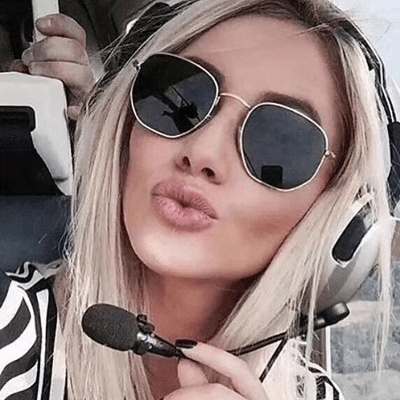 Geometric Metal Frame Sunglasses UV400