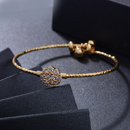 Zircon Bracelet Flower Shape Girls Accessories Holiday Gift