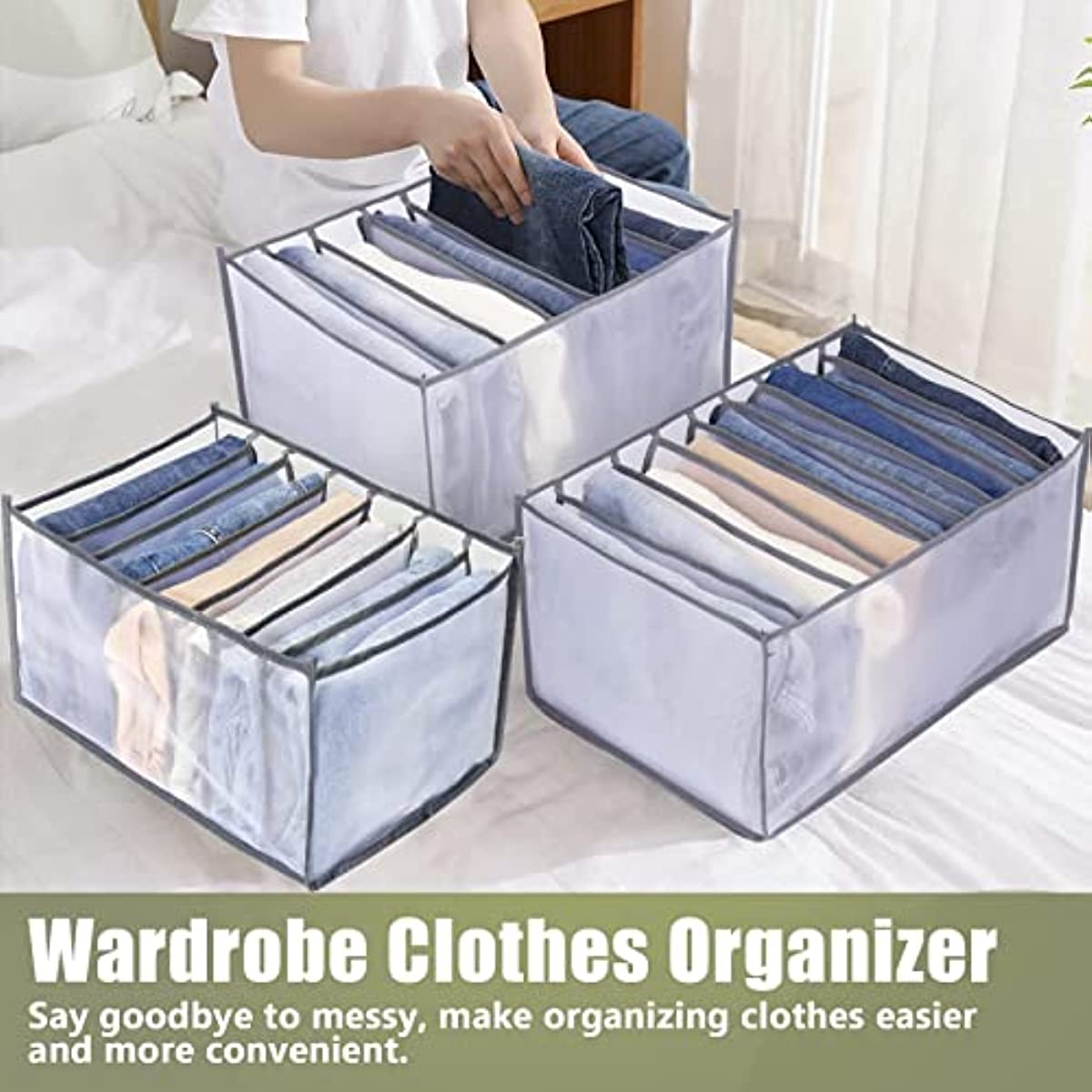 Large Wardrobe Clothes Organizer 7 Grids 9 Grids Folded Clothes Organizer