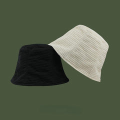 Ruched Chiffon Bucket Hat Solid Casual Sunscreen Basin Hat Fisherman Cap