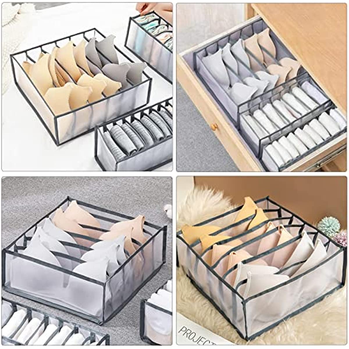 6 Grids Bra Drawer Organizer Lingerie Storage Bins