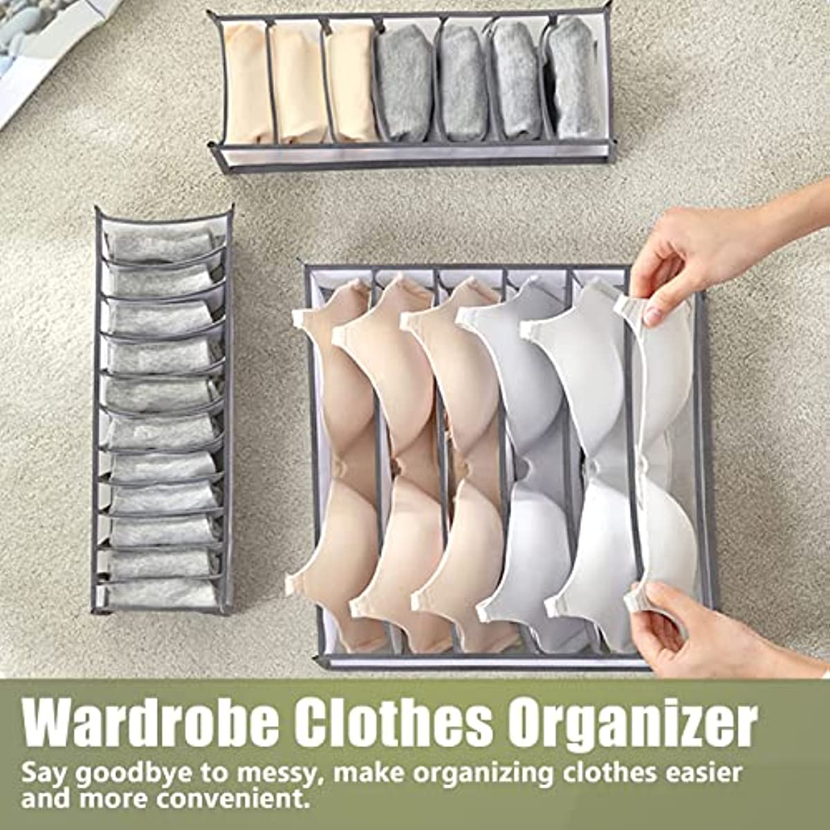 6 Grids Bra Drawer Organizer Lingerie Storage Bins