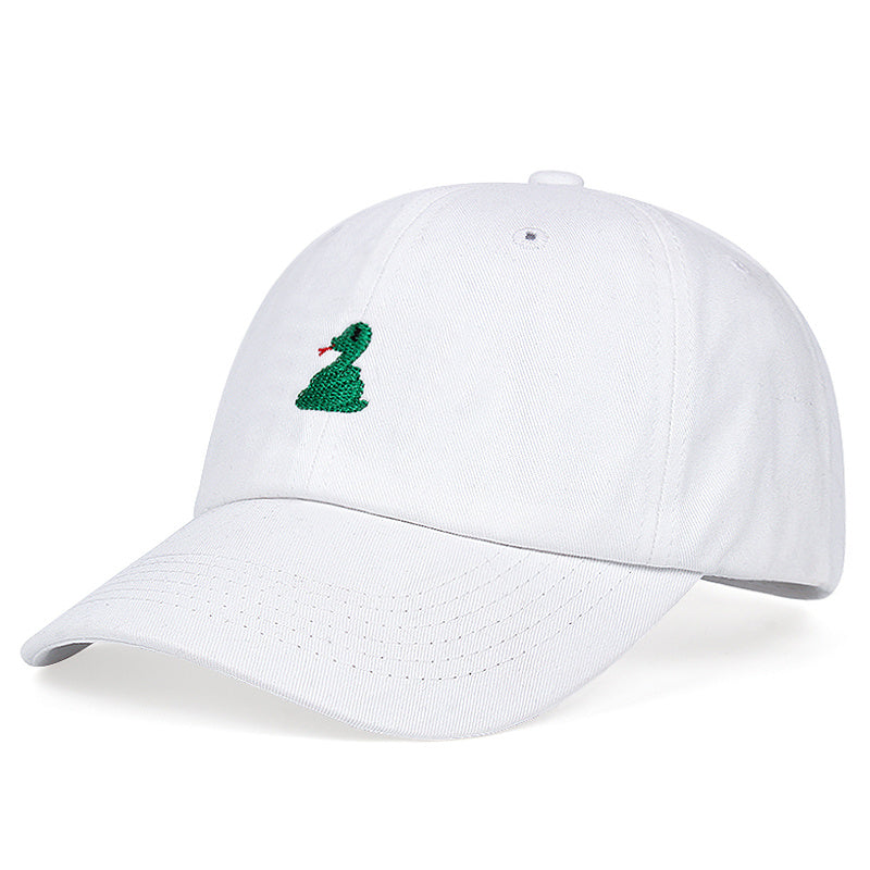 Green Snake Embroidery Baseball Cap Adjustable Casual Dad Hat Sunscreen