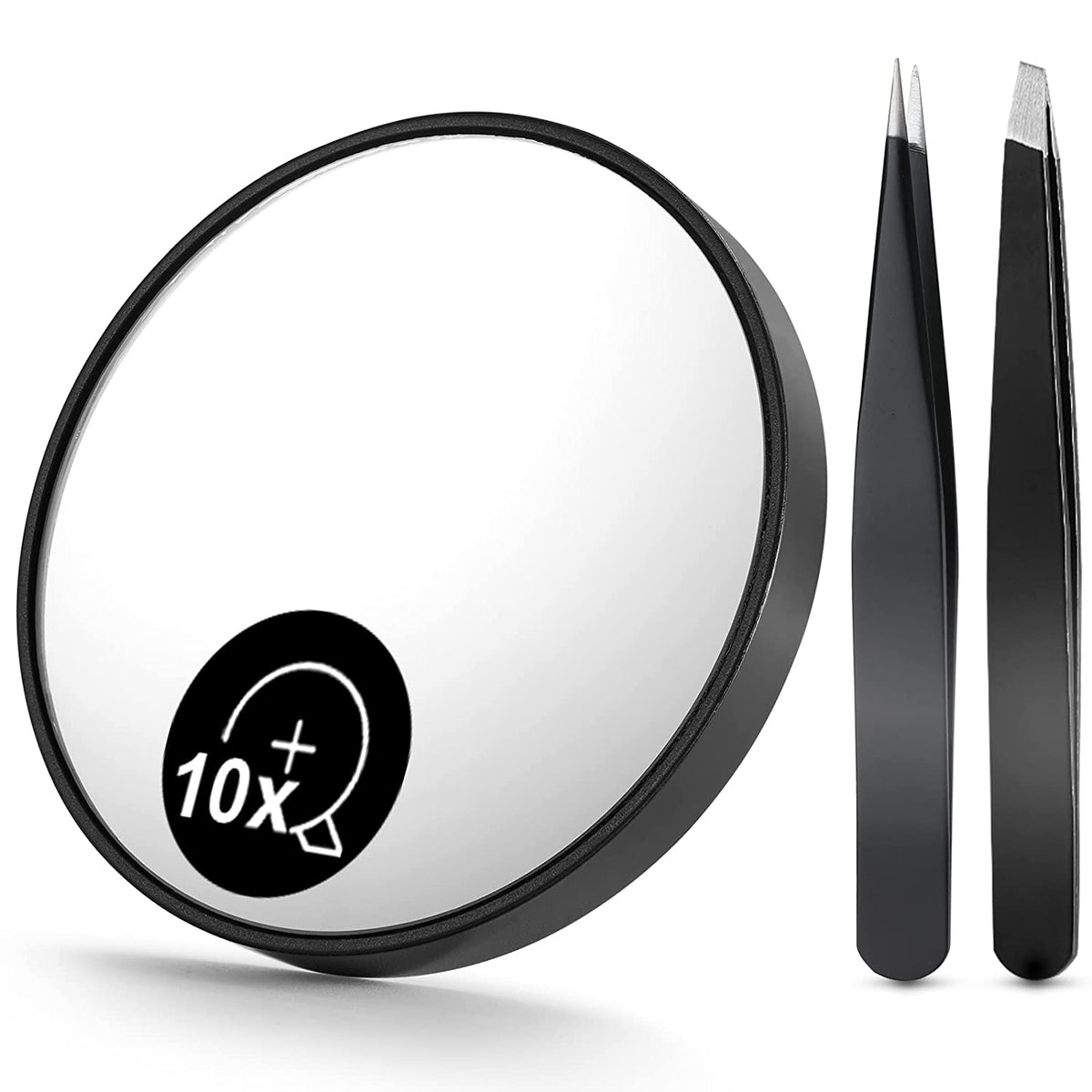 10X Magnifying Mirror & Tweezers Kit with 3 Suction Cups