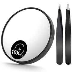 10X Magnifying Mirror & Tweezers Kit with 3 Suction Cups