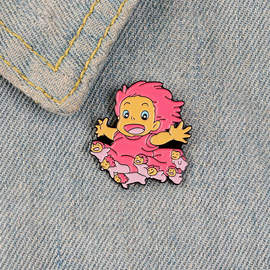 Anime Surrounding Litter Girl Brooch Pin