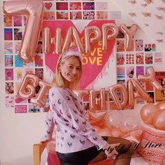 13pcs Happy Birthday Rose Golden Balloon Banner Set Party Decoration Supplies